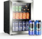 1.7 Cu. Ft Mini Beverage Refrigerator, 16 Bottles Compact Drink Cooler with Glass Door & Touch Controls