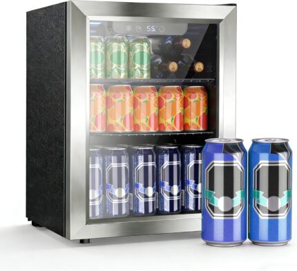 1.7 Cu. Ft Mini Beverage Refrigerator, 16 Bottles Compact Drink Cooler with Glass Door & Touch Controls
