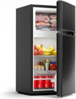 2.5 Cu.Ft Dorm Fridge with Freezer, Double Reversible Door Compact Refrigerator with 2 Removable Shelves