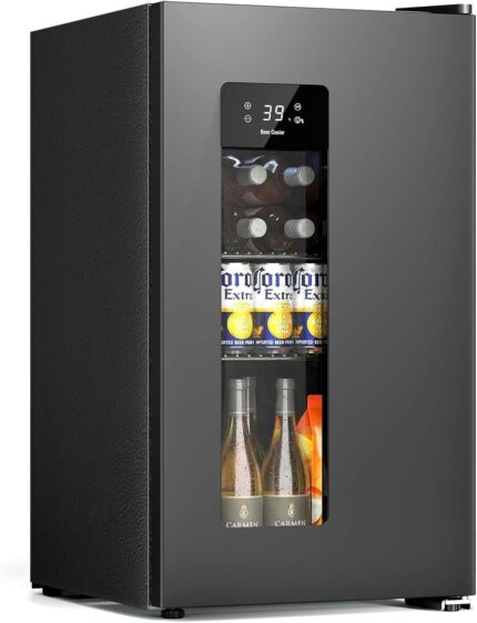 3.2 Cu.Ft Mini Fridge Auto Defrost Beverage Refrigerator, 130 Can with Glass Door &Adjustable Shelves