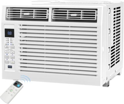 6,000 BTU Window Air Conditioner, 6 in 1 Modes Air Conditioner Window Unit with Remote Control
