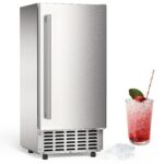 68Lbs/Day Ice Maker with Double Ice Baskets, Bulit-in Freestanding Ice Machine, 24H Timer & Self-Cleaning, for Commercial & Home Use(Silver)