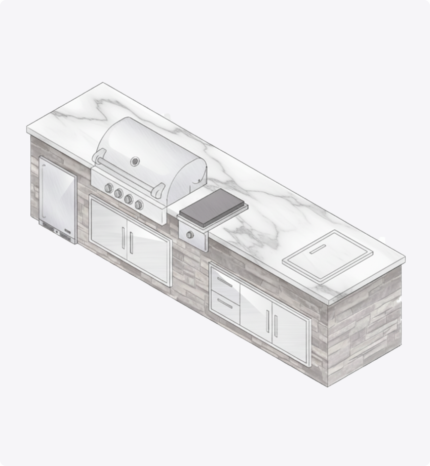 Custom Linear Outdoor Kitchen Island